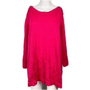Avenue Sweater Womens Sz 26 28 Magenta Pink Cotton Knit Button Shoulder Pullover
